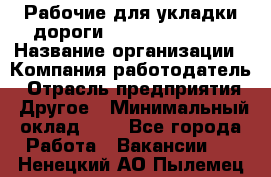 Рабочие для укладки дороги  apre2012@bk.ru › Название организации ­ Компания-работодатель › Отрасль предприятия ­ Другое › Минимальный оклад ­ 1 - Все города Работа » Вакансии   . Ненецкий АО,Пылемец д.